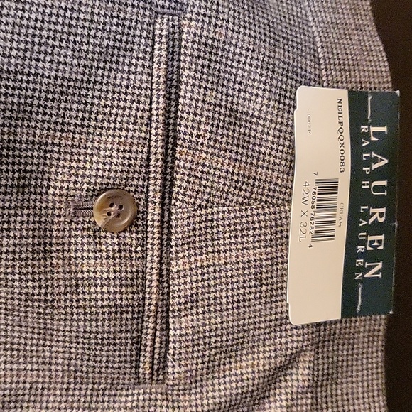 Lauren Ralph Lauren Pleated Front & Cuffed Pants Men's Size 42WX32L Cream (NEW) - Picture 4 of 7